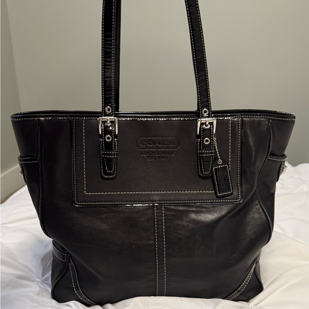 2007 Coach Black Leather Hampton Legacy Tote